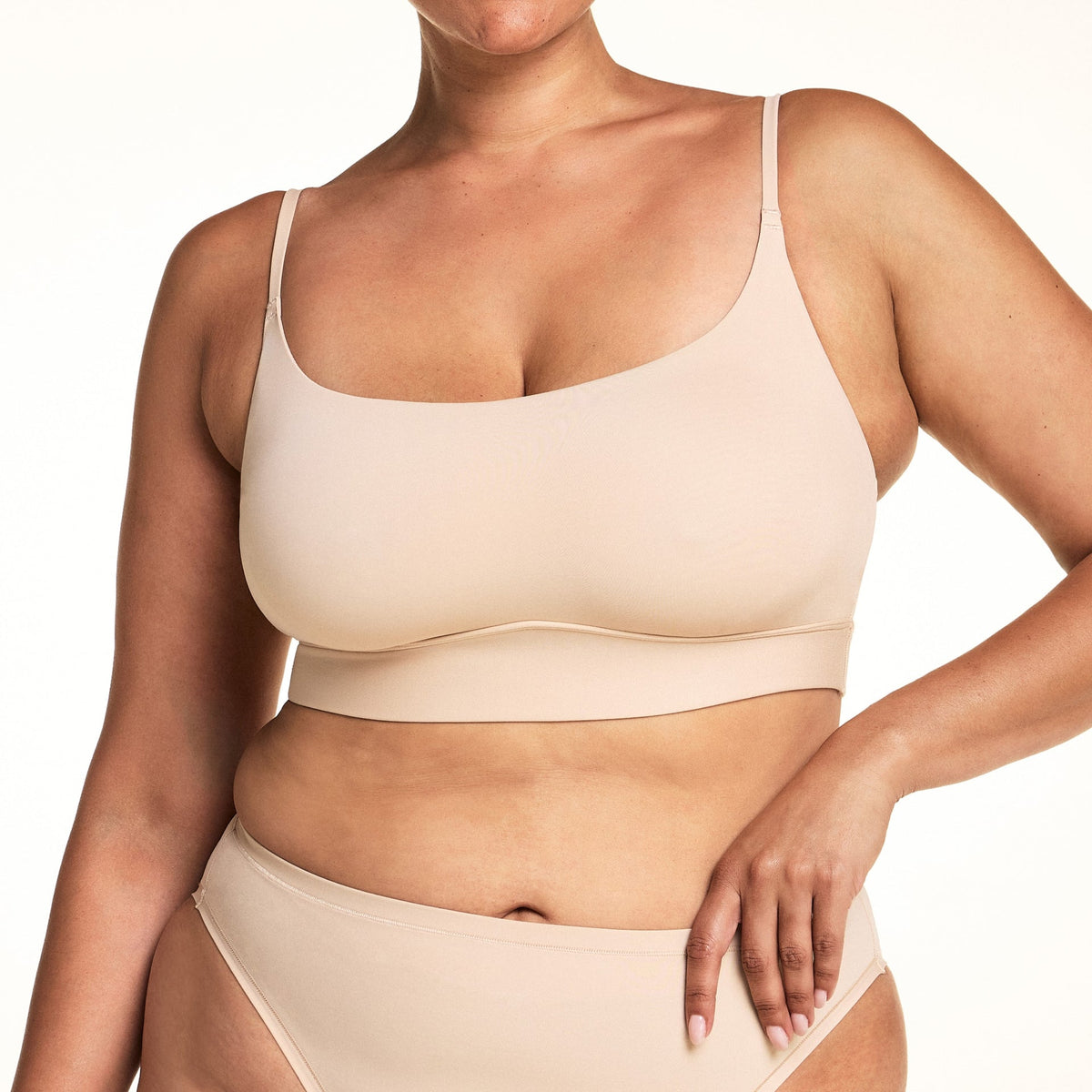 Bliss Scoop Thin Strap Bralette - Beige